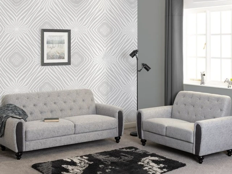 Image of SECONIQUE Seconique - Chester 3 Plus 2 Seater Sofa Upholstered in Grey Fabric 2 Man Del 300-308-051
