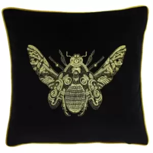 image of Paoletti Cerana Black Bee Velvet Cushion Black