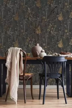 image of Superfresco Easy Organics Black and Copper Wallpaper