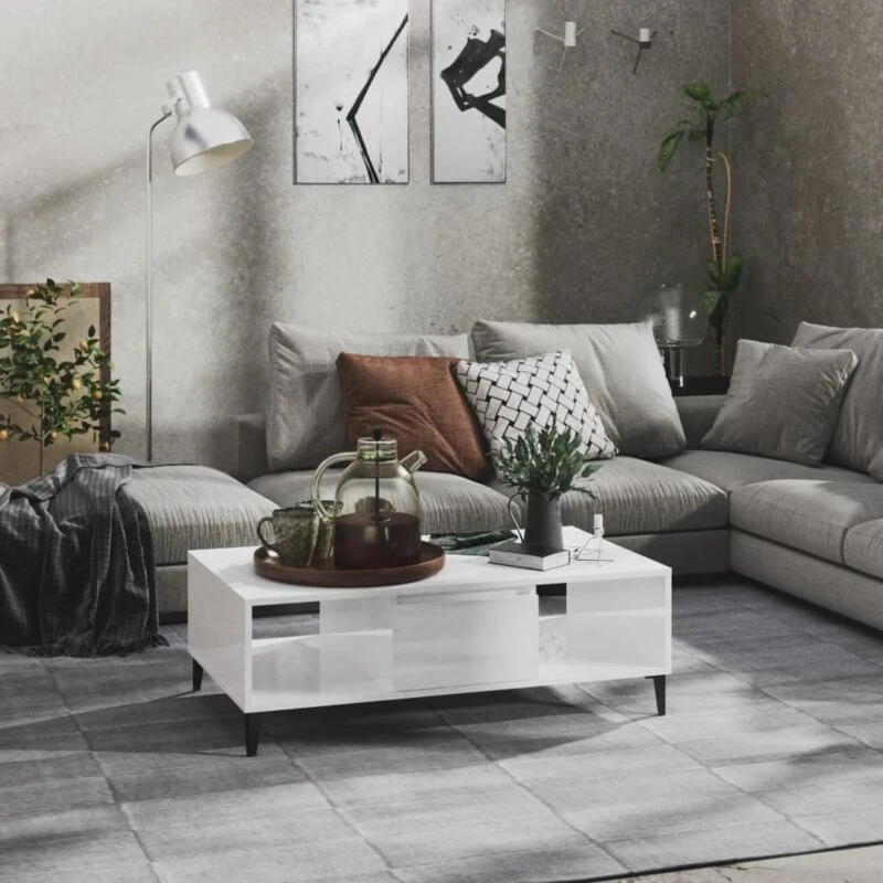 Image of VIDAXL Coffee Table High Gloss White 103.5x60x35cm Engineered Wood Vidaxl 8720286358375
