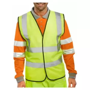 Image of Bseen en iso 20471 vest s/yell 4XL (bulk pac of 100 vests ) - Hi Vis - Saturn Yellow - Beeswift