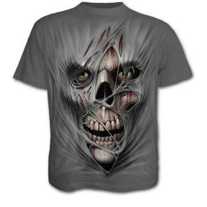 Image of Stitched Up Mens Large T-Shirt - Charcoal Grey