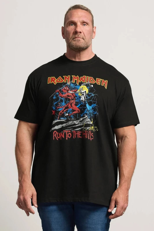 Image of BadRhino Mens Extra Long Iron Maiden Graphic T-Shirt in Black Size: 1XL Black Male 1XL