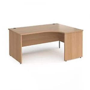 image of Dams International Right Hand Ergonomic Desk with Beech Coloured MFC Top and Silver Panel Ends and Silver Frame Corner Post Legs Contract 25 1600 x 12