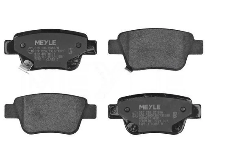 Image of MEYLE 025 236 2016/W Brake pad set Rear Axle, with acoustic wear warning, Original Quality, with anti-squeak plate Brake Pad Set,disc brake (402)