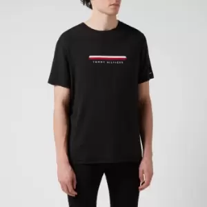 Image of Tommy Hilfiger Mens Centre Logo Crewneck T-Shirt - Black - XL