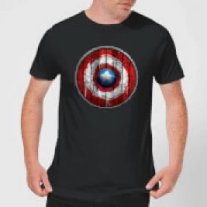 Marvel Captain America Wooden Shield Mens T-Shirt - Black - XXL