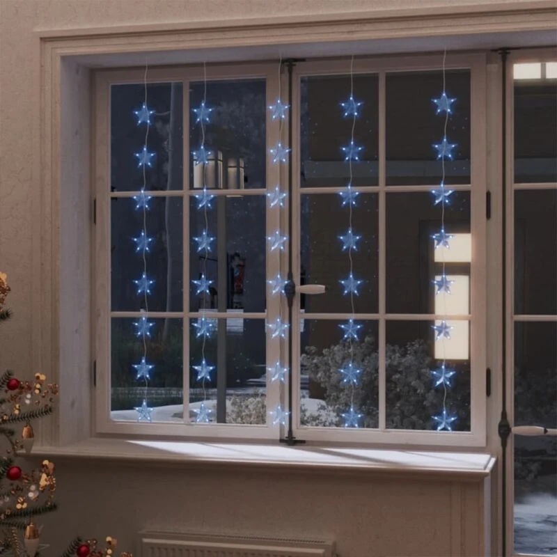 Image of VIDAXL LED Star Curtain Fairy Lights 200 LED Blue 8 Function Vidaxl 8720286434260