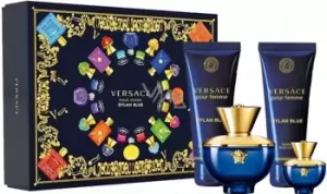 image of Versace Pour Femme Dylan Blue Gift Set 100ml Eau de Parfum + 5ml Eau de Parfum + 100ml Shower Gel + 100ml Body Lotion