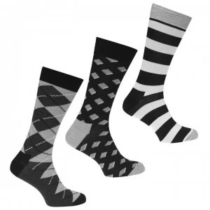 image of Happy Socks 3 pack Argyle Stripe Socks - Black 9300