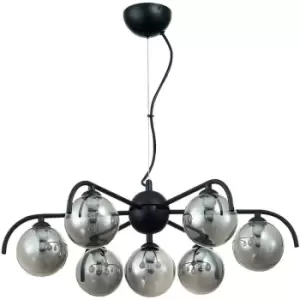 image of Spring Lighting - Spring Contemporary Multi Arm Pendant Ceiling 7 Light Black, Glass