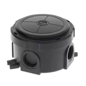 Image of Wiska COMBI Polypropylene Round Weatherproof Junction Box With 4 Self Sealing Cable Inlets Black - 10110636