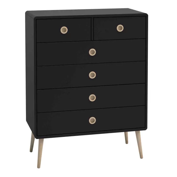 image of Steens Retro 2 Over 4 Chest of Drawers, Black