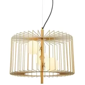 image of Netlighting Modern Hanging Pendant Golden 3 Light with Gold, White Shade, G9 - I