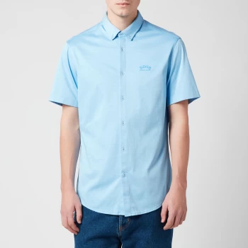Image of Hugo Boss Athleisure Biadia R Short Sleeve Shirt Open Blue Size L Men