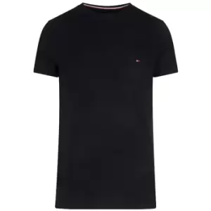 Image of Tommy Hilfiger Stretch Slim Cotton T-Shirt In Black - Size Xxl