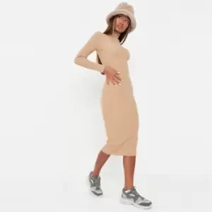 Missguided Petite Recycled high neck dress - Neutral