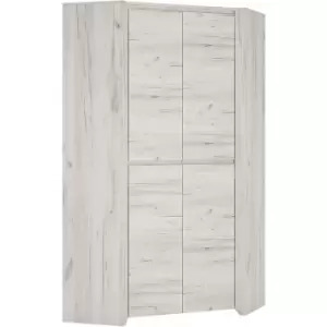 image of Angel Corner Fitted Wardrobe in White Craft Oak - White Craft Oak