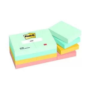 image of Post-it Beachside Colour 38x51mm 100 Sheet Pack of 12 7100259449