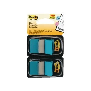 image of Post it Index Dispenser Bright Blue Pack of 2x50 680 BB2EU