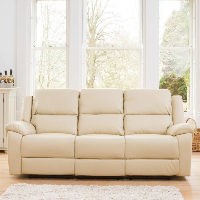Image of Artemis Home Brookhaven 3 Seat Electric Recliner Sofa in Cream Cream Unisex