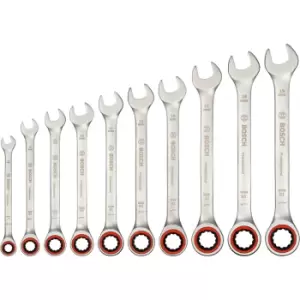 Image of Bosch Professional 10 Piece Ratchet Spanner Set