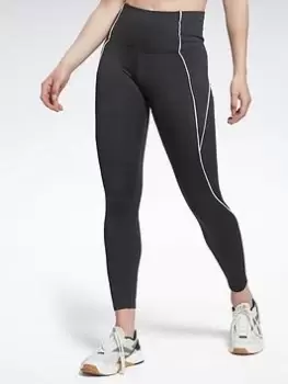 Image of Reebok Workout Ready Ribbed High-rise Leggings, Purple, Size XS, Women