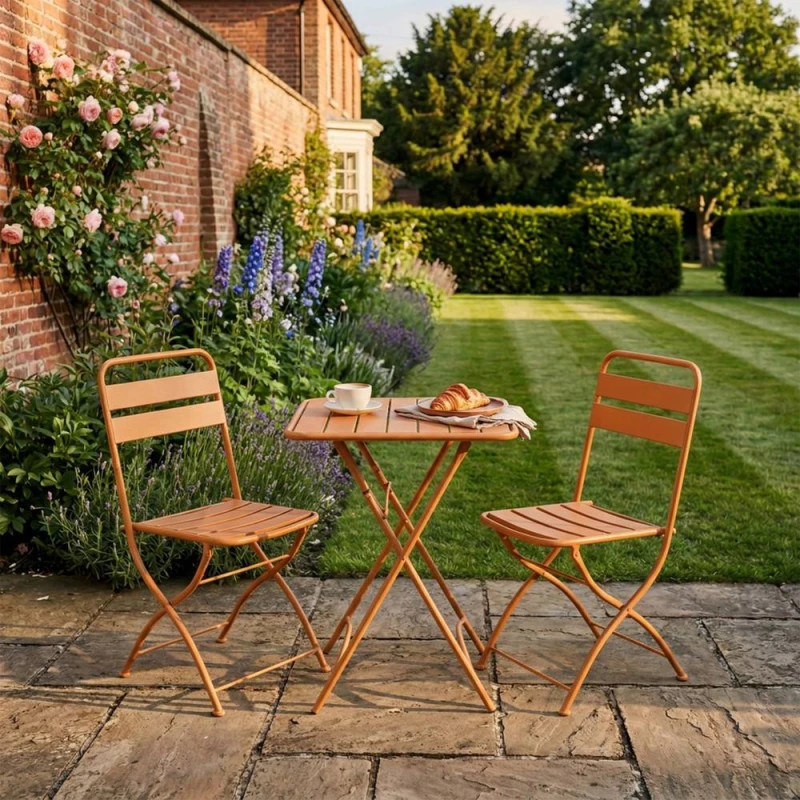 Image of Artemis Home Colourways Vibrant Folding Patio or Balcony Set in Orange Orange Unisex