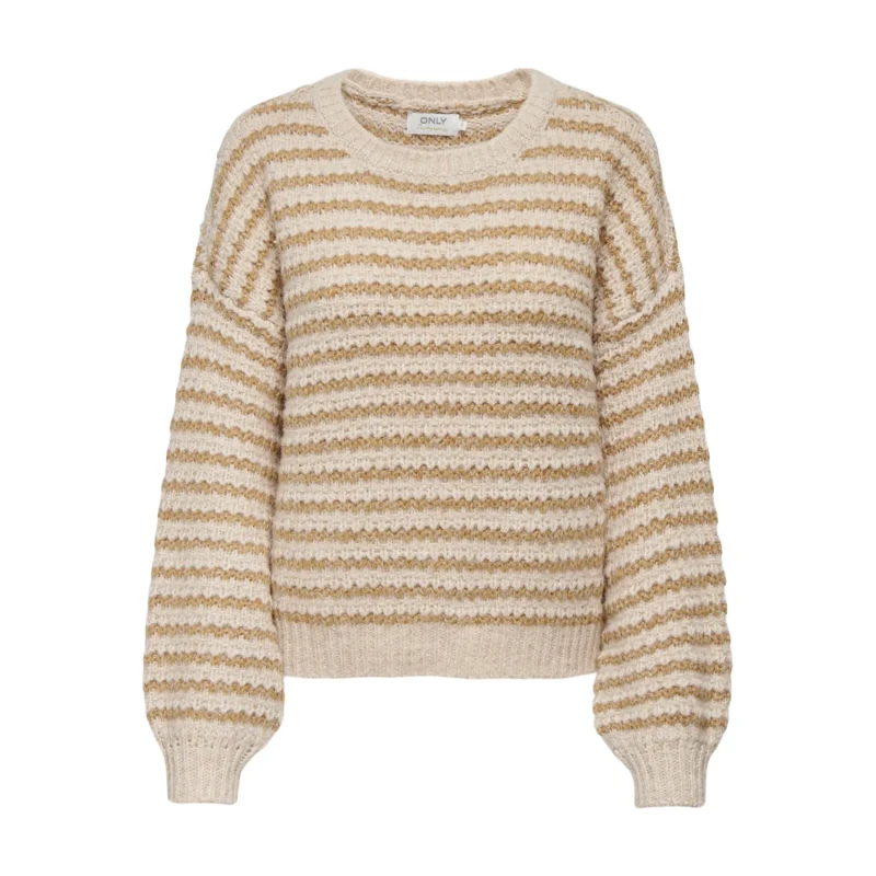 Image of Only Womens long sleeve sweater Only Onlann Structure Tructure Knt Beige Female S