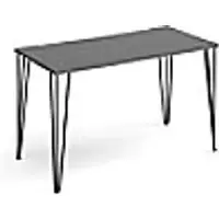 image of Rectangular Hairpin Desk Onyx Grey Wood/Metal Hairpin Legs Black Tikal 1200 x 600 x 730mm