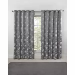 Image of Emma Barclay Blossom Eyelet Curtain 46 X 72 Silver (pair)