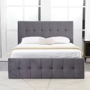 Image of Ottoman Storage Bed Velvet Gas Side Lift Bed Tufted Headboard Grey Milano Kosy Koala 3ft 4ft 4ft6 - 4FT6 double