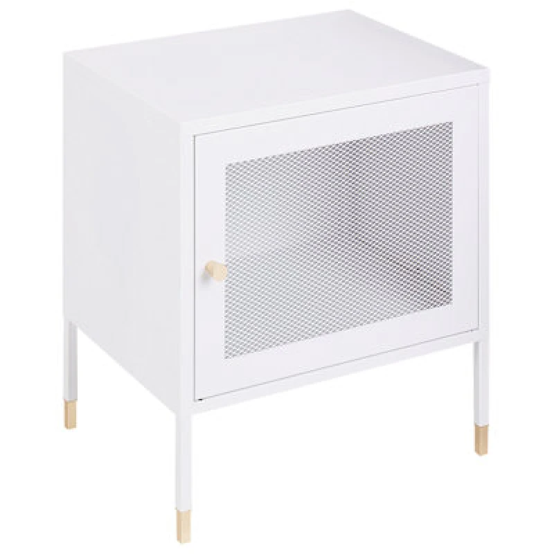 Image of Beliani Bedside Table Ossett Metal White