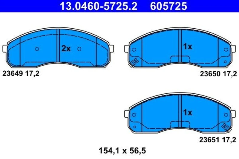 Image of ATE 13.0460-5725.2 Brake pad set with acoustic wear warning Brake Pad Set,disc brake (402)