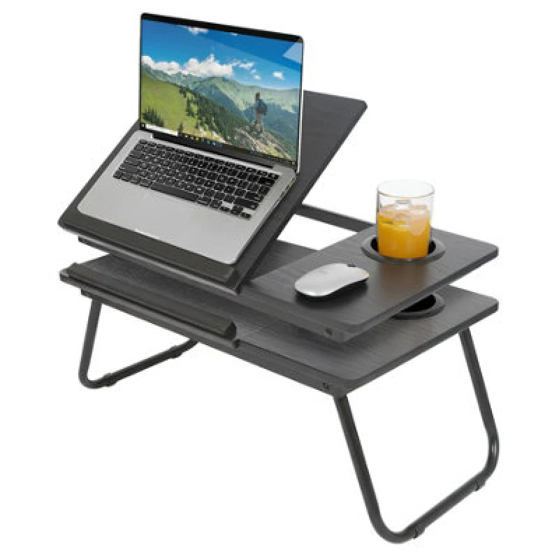 Image of Harbour Housewares Folding Lap Desks With Cupholder - Black - Pack Of 2