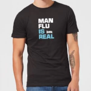 Image of Plain Lazy Man Flu Is Real Mens T-Shirt - Black - M