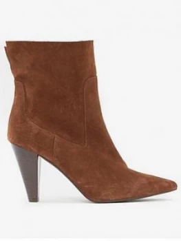 Image of Mint Velvet Ezra Suede Western Boot - Chestnut, Size 38, Women