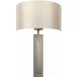 image of Loops - Brushed Bronze Plated Wall Light & Mink Satin Half Shade - 1 Bulb Dimmable Lamp