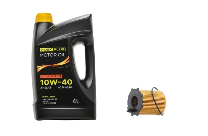 Image of RIDEX PLUS 100908O0005P Oil change kit (oil filter + engine oil) Oil change kit (oil filter + engine oil) (100908)