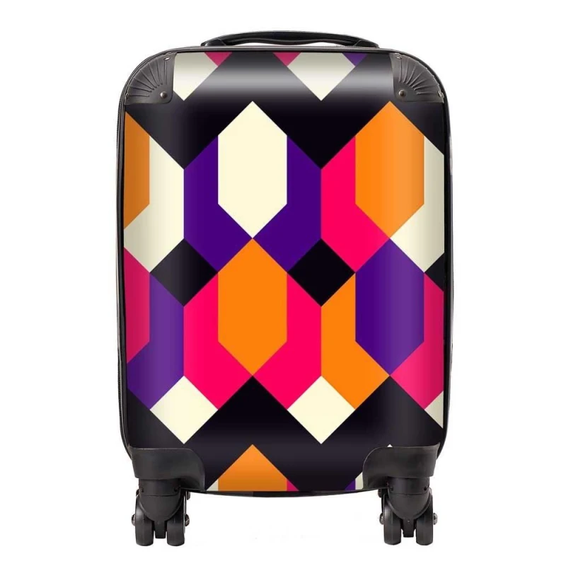 Image of Warren Reed - Designer Coloured Abstract Pattern Suitcase in Red Size: Large Red Unisex Large