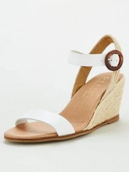 image of OFFICE Mane Wedge Sandal, White Leather, Size 3, Women