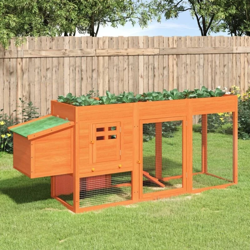 Image of VIDAXL Chicken Coop Brown 204x50x84cm Solid Wood Pine vidaXL 8720845798109
