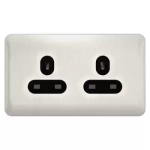 Image of Schneider LSD 2G 13A Unswitched Socket Black Insert Stainless Steel - GGBL3060BSSS