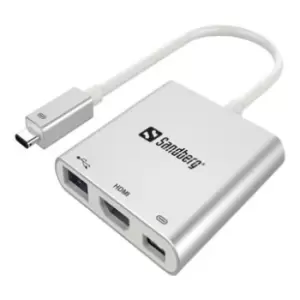 Image of Sandberg USB-C HDMI USB Adapter - Hvid