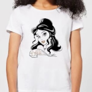 Image of Disney Beauty And The Beast Princess Belle Sparkle Womens T-Shirt - White