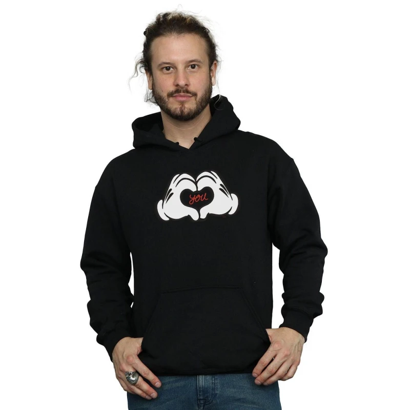 Image of Disney Men Mickey Mouse Loves You Hoodie in Black Size: Small Black S Male 5057972524626