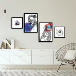 Image of 4PSCT-20 Multicolor Decorative Framed MDF Painting (4 Pieces)