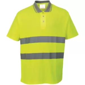 Image of Portwest Cotton Comfort Reflective Safety Short Sleeve Polo Shirt (2XL) (Yellow) - Yellow