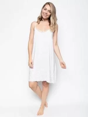 Image of Cyberjammies Rose Emb Cotton Chemise, White, Size 14, Women