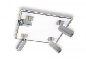 Image of Ceiling Spotlight 4 Head with Backlit Light 40W LED Square Satin Nickel 4000K, 3000lm,